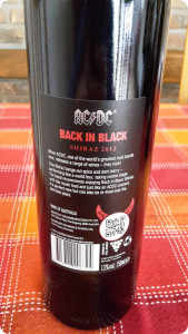 AC DC Wein kaufen, Shiraz Back in Black, hinteres Label